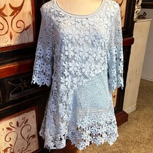 Simply Couture baby blue lace blouse